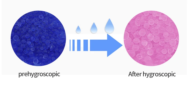 blue to pink silica gel desiccant